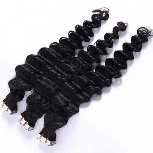 Human Hair Tape In Extensions Deep Wave（20pcs/set） | Human Hair Wig | Lace Front